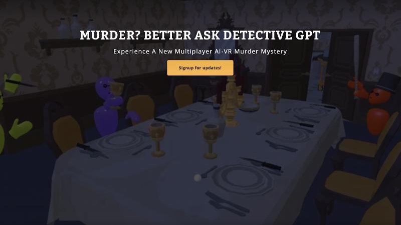 Detective GPT dinner-party murder scene in VR