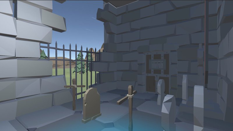 A graveyard carriage on the Dungeon Train in VR